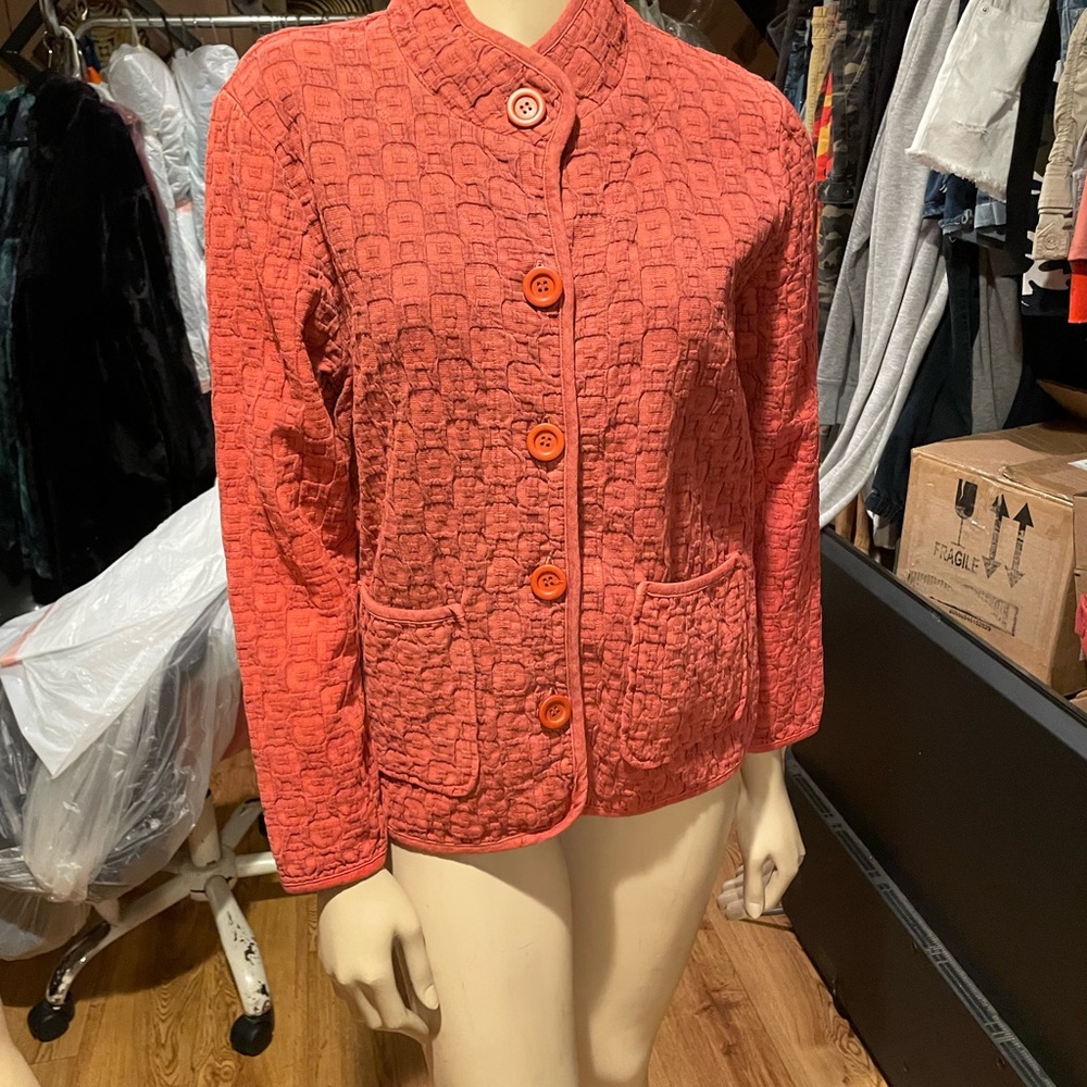 Elegant Coral Textured Women's Blazer